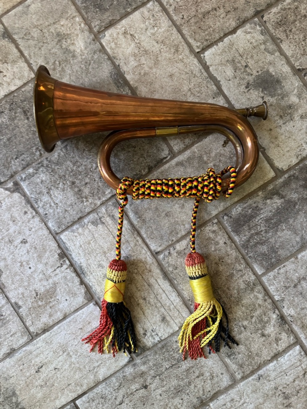 Vintage brass and copper military cavalry bugle horn